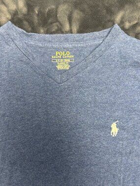 Polo Ralph Lauren Classic Fit V-Neck T-Shirt S Heather Blue Short Sleeve 170/92A